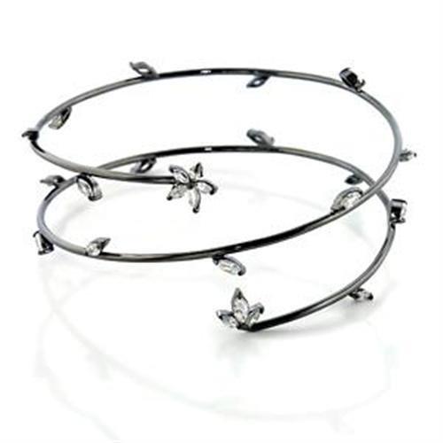 JCEA454 Ruthenium Brass Arm Loop with AAA Grade CZ in Clear-Default Title