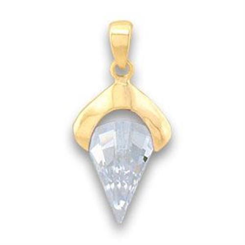 JCEA632 Gold Brass Pendant with AAA Grade CZ  in Clear-Default Title