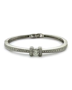 JCEAS1329 Rhodium 925 Sterling Silver Bangle with AAA Grade CZ in Clear