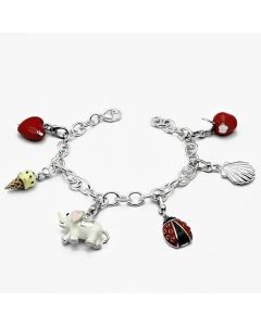JCES607 Silver 925 Sterling Silver Bracelet with Epoxy  in Multi Color