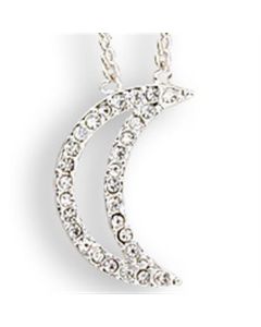 JCEK13 Silver Brass Chain Pendant with Top Grade Crystal  in Clear