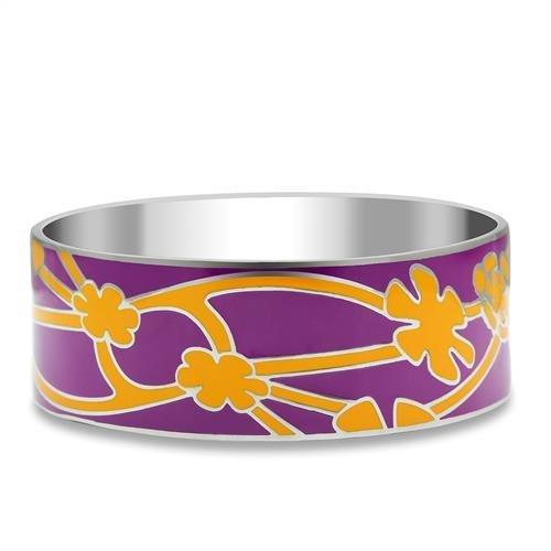 JCE290 High polished (no plating) Stainless Steel Bangle with Epoxy in No Stone