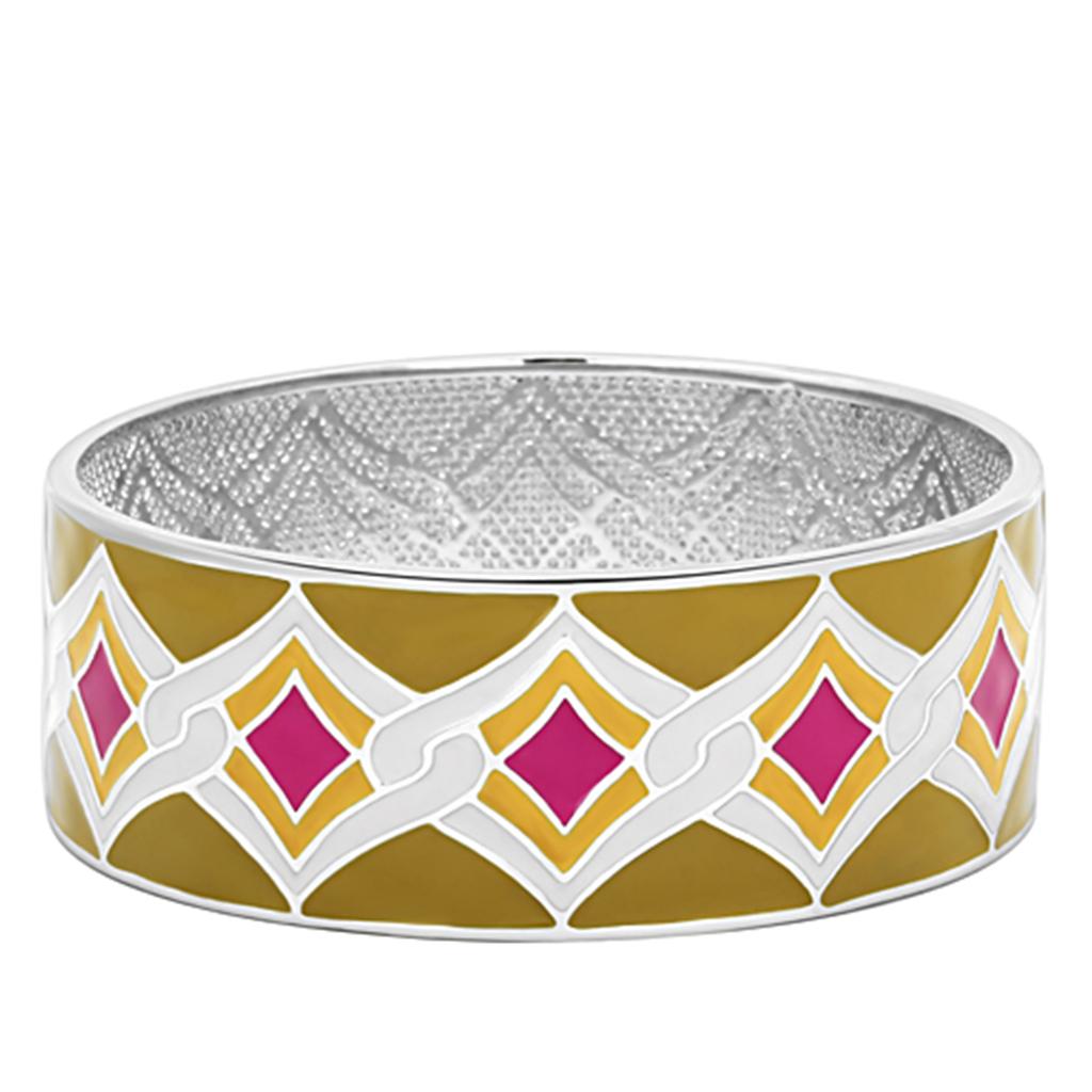 JCE291 High polished (no plating) Stainless Steel Bangle with Epoxy in Multi Color