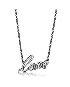 JCE3217 IP Black(Ion Plating) Stainless Steel Chain Pendant with AAA Grade CZ in Clear
