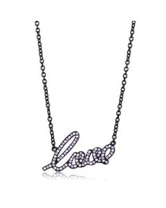 JCE3218 IP Black(Ion Plating) Stainless Steel Chain Pendant with AAA Grade CZ in Multi Color