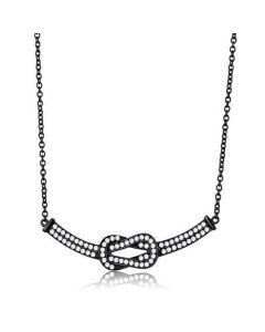 JCE3219 IP Black(Ion Plating) Stainless Steel Chain Pendant with AAA Grade CZ in Clear