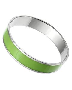 JCE531 High polished (no plating) Stainless Steel Bangle with Epoxy in Emerald