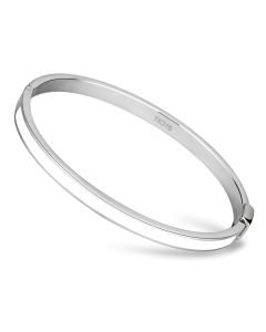 JCE740 High polished (no plating) Stainless Steel Bangle with Epoxy in White