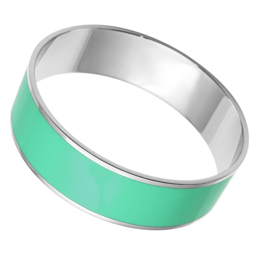 JCE786 High polished (no plating) Stainless Steel Bangle with Epoxy in Turquoise