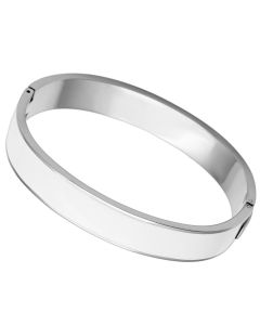 JCE789 High polished (no plating) Stainless Steel Bangle with Epoxy in White
