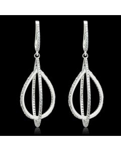 JCE055 Rhodium 925 Sterling Silver Earrings with AAA Grade CZ  in Clear