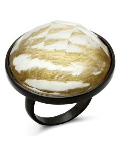 JCE004 IP Black(Ion Plating) Brass Ring with Synthetic Synthetic Stone in Brown