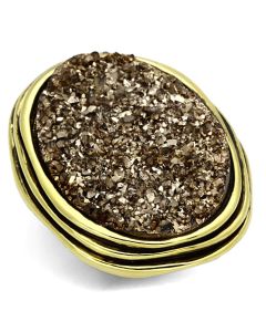 JCE085 IP Gold(Ion Plating) Brass Ring with Synthetic Synthetic Stone in Champagne